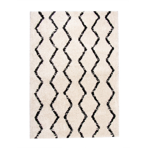 FRAAI Hoogpolig vloerkleed - Grand Moves Creme/Zwart