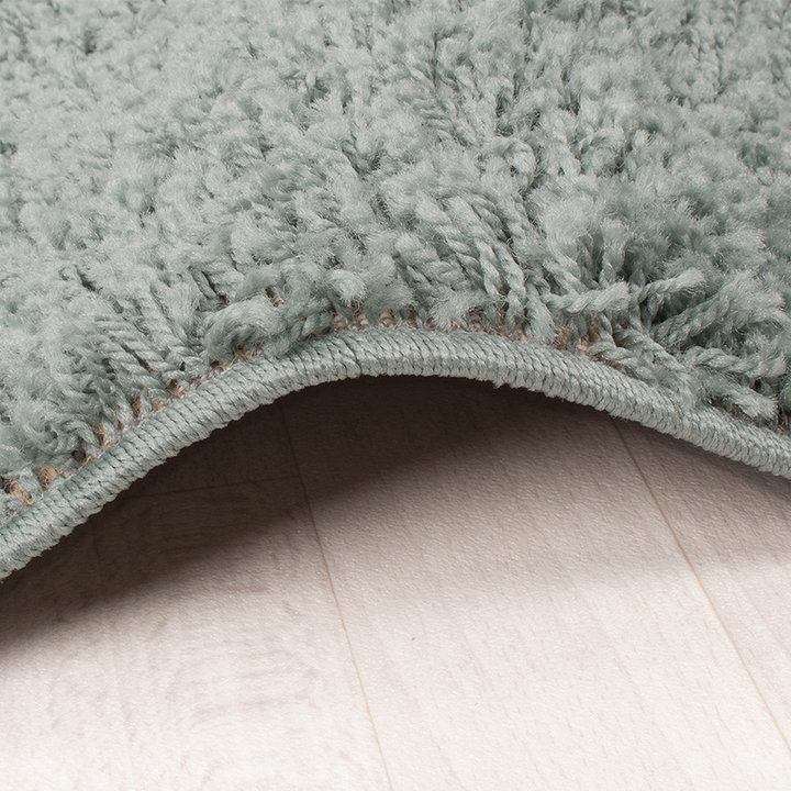 Rond Hoogpolig vloerkleed - Solid Blauw/Groen