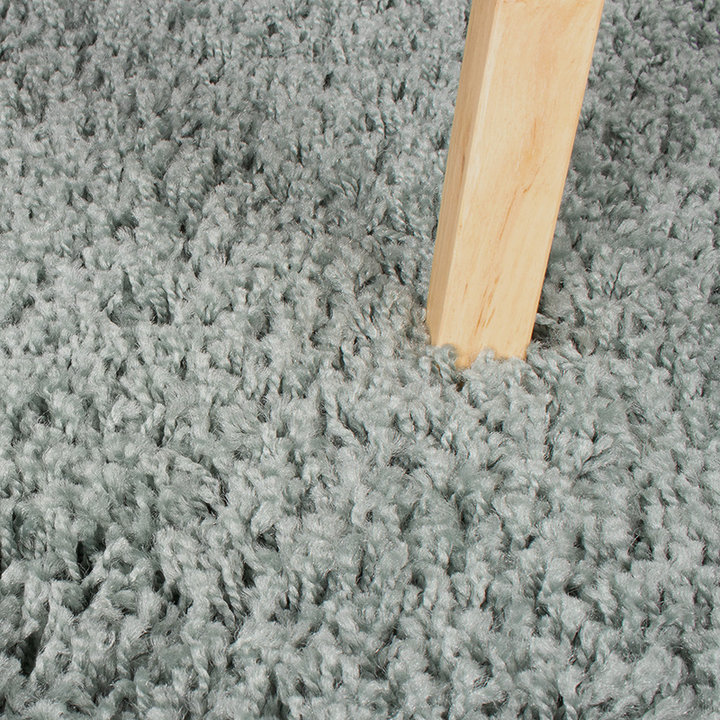 Rond Hoogpolig vloerkleed - Solid Blauw/Groen