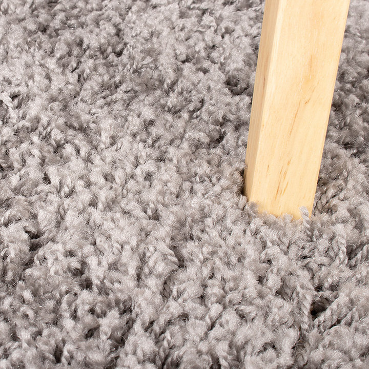 Rond Hoogpolig vloerkleed - Solid Licht Grijs