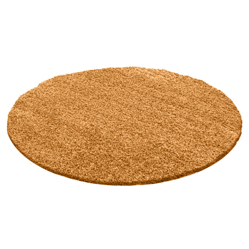 Rond Hoogpolig vloerkleed - Solid Geel - sfeer