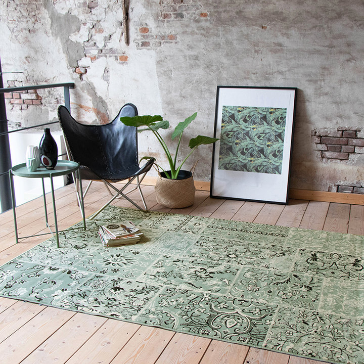 Vintage vloerkleed - Wonder Patchwork Groen/Zwart