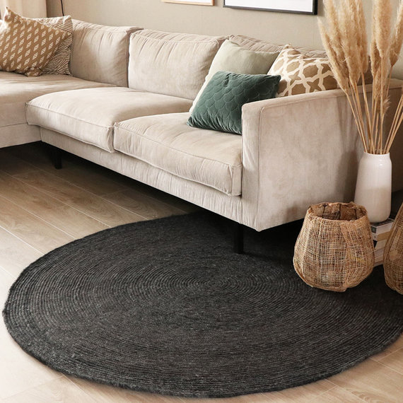 FRAAI Rond wollen vloerkleed - Wise Antraciet No. 614