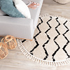 Rond hoogpolig vloerkleed - Grand Wire Weave Creme/Zwart - thumbnail 2