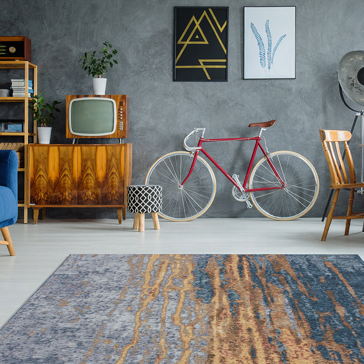 Modern vloerkleed - Bright 300 Beige/Blauw