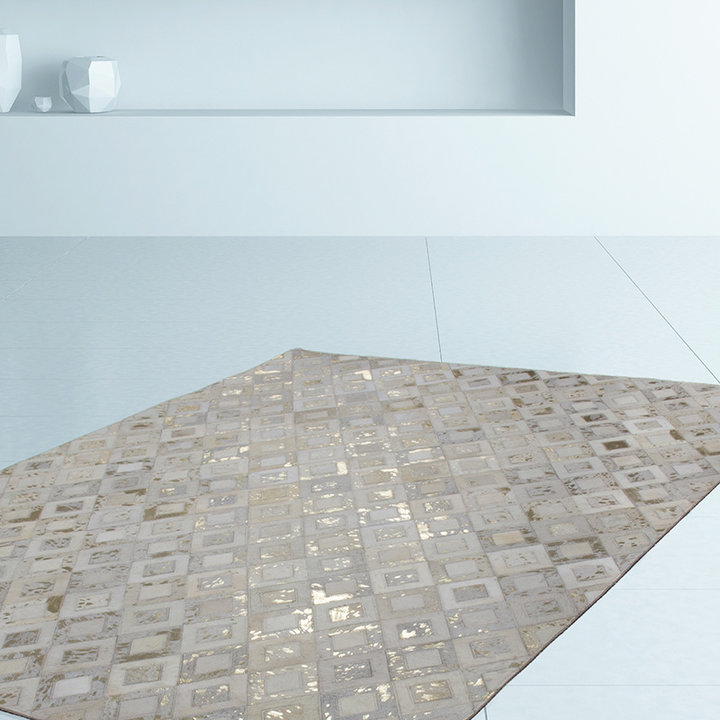 Leren vloerkleed - Soul 110 Ivoor/Goud