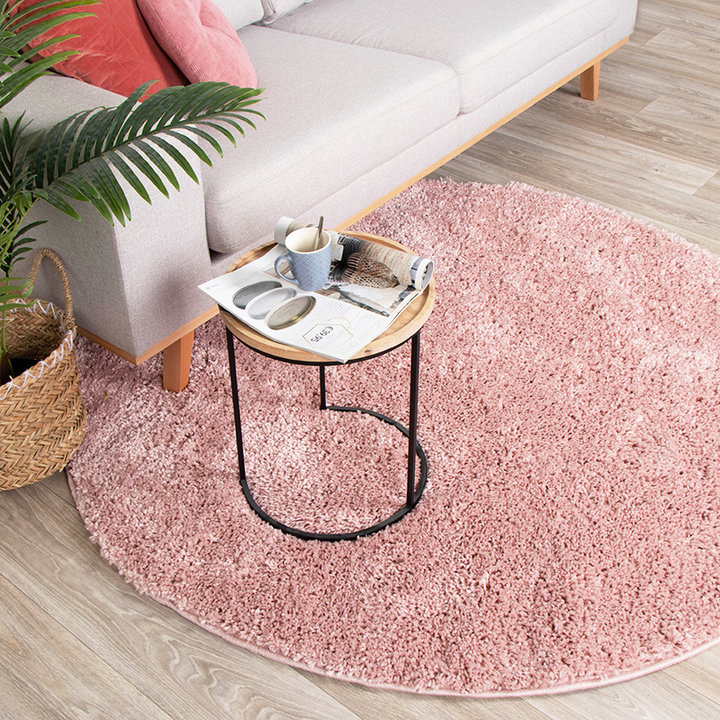 Rond hoogpolig vloerkleed - Lofty Roze