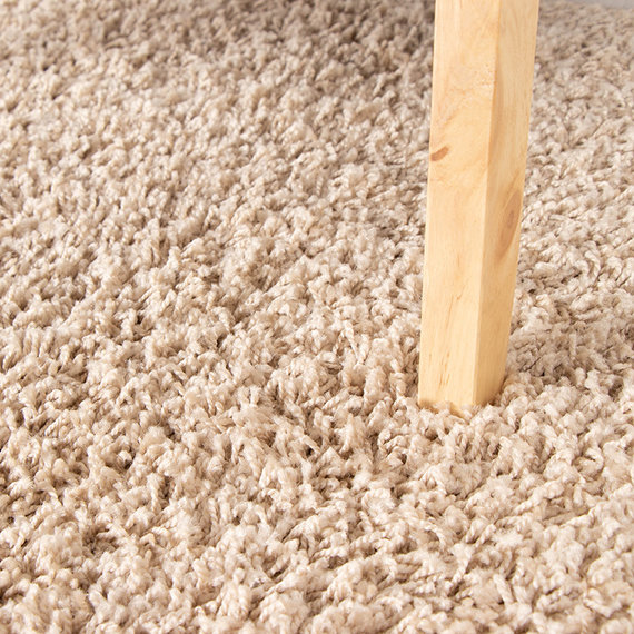 FRAAI Rond Hoogpolig vloerkleed - Solid Beige