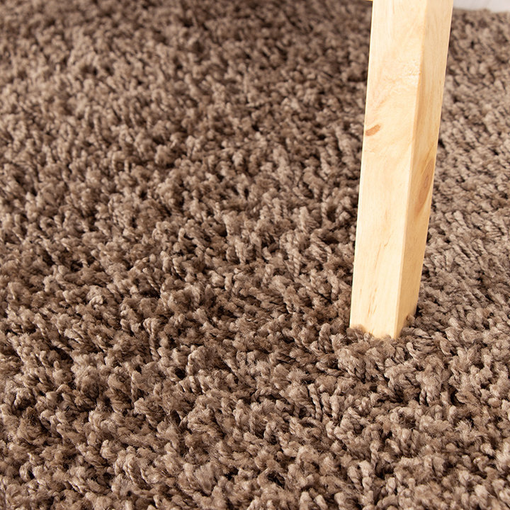 Rond Hoogpolig vloerkleed - Solid Taupe