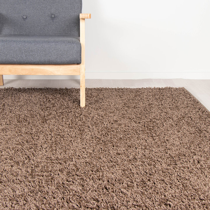 Rond Hoogpolig vloerkleed - Solid Taupe