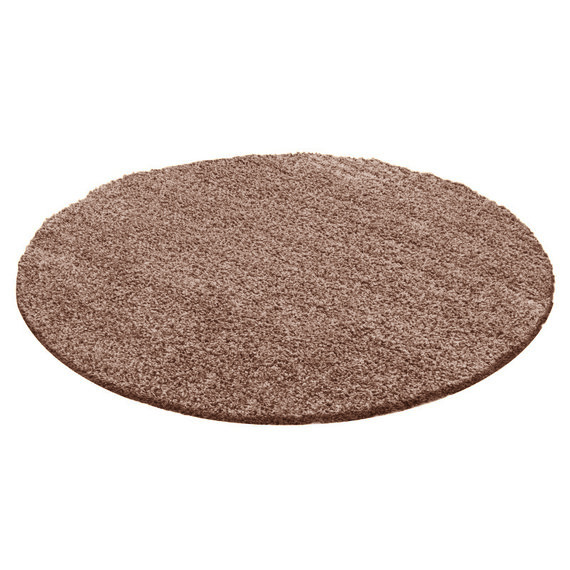 Rond Hoogpolig vloerkleed - Solid Taupe - sfeer