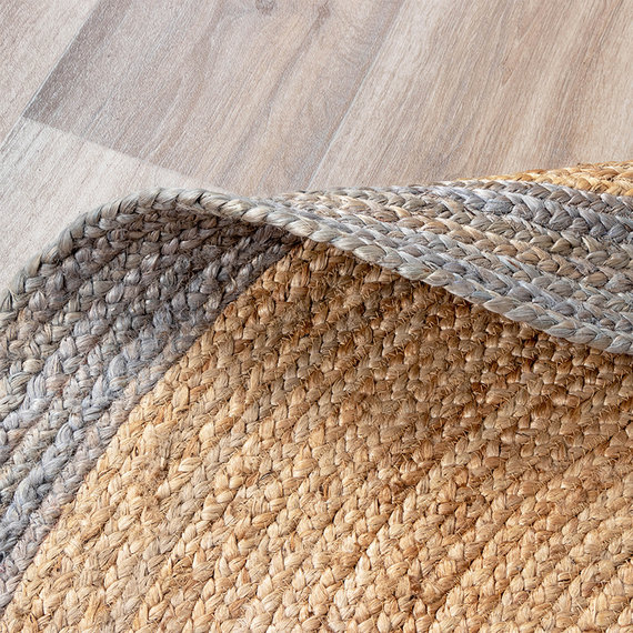FRAAI Jute vloerkleed - Fair Rond naturel/grijs