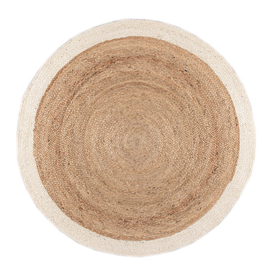FRAAI Jute vloerkleed - Fair Rond naturel/wit