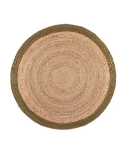 Jute vloerkleed - Fair Rond Naturel/Groen