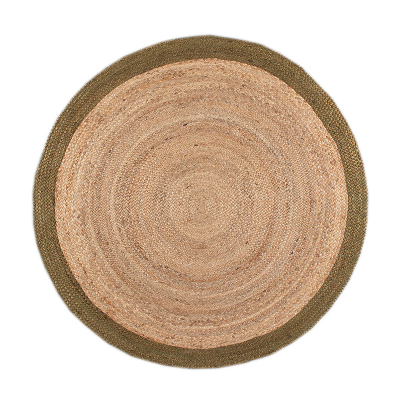 Jute vloerkleed - Fair Rond Naturel/Groen - sfeer