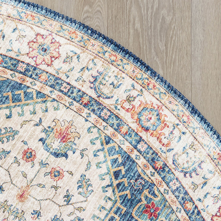 Rond Vintage vloerkleed - Azara Lichtblauw