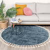 Rond hoogpolig vloerkleed - Lofty Fringe Blauw - thumbnail