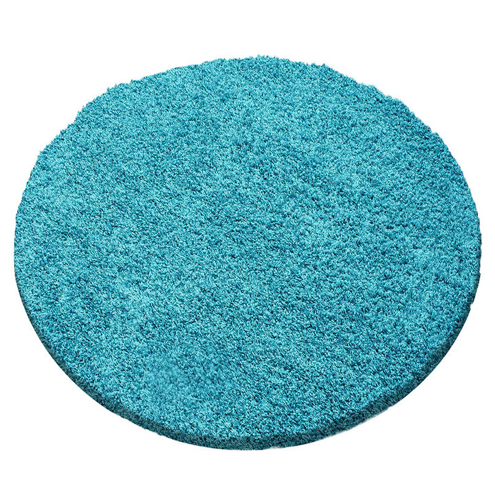 Rond hoogpolig vloerkleed - Sade Turquoise 