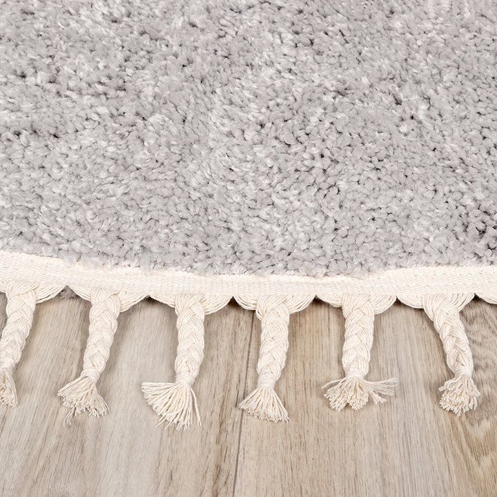 Dywan okrągły z długim włosiem - Lofty Fringe Jasnoszary