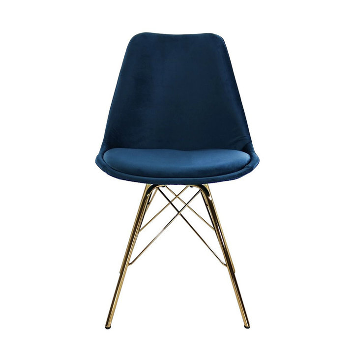 Stoel Velvet Donkerblauw - Goud frame