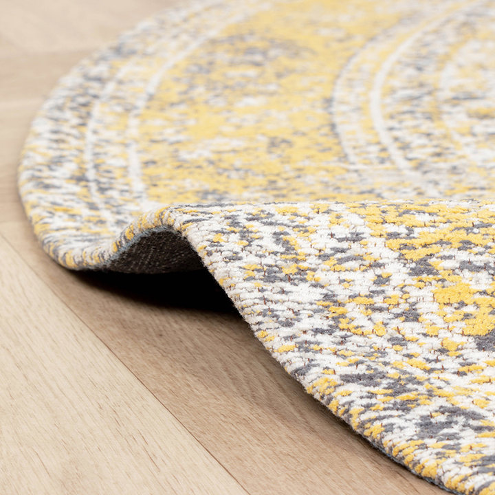 Rond Vintage vloerkleed - Admire Geel