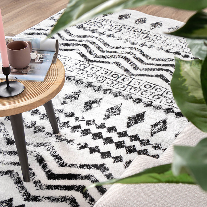 Scandinavisch Vloerkleed - Scandi Noak Zwart/Wit