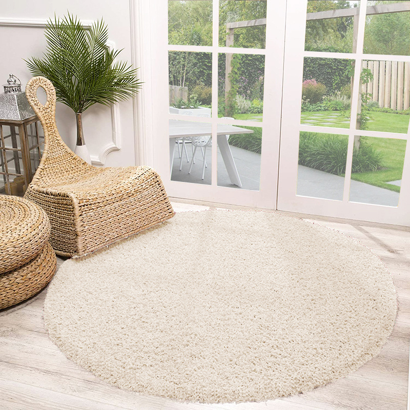 Rond Hoogpolig vloerkleed - Solid Wit