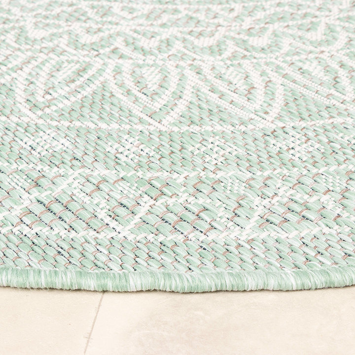 Dywan zewnętrzny okrągły - Summer Azteca Miętowy