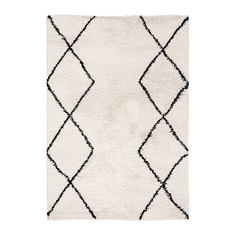 Hoogpolig vloerkleed - Sensa Double Creme/Zwart - sfeer