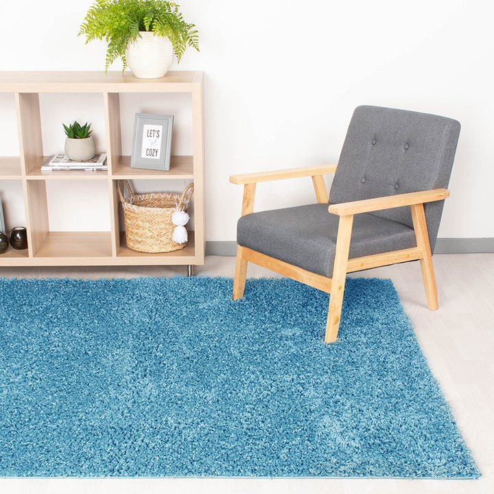Hoogpolig vloerkleed - Solid Turquoise