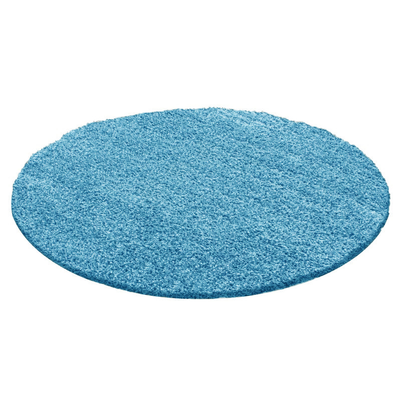 Rond Hoogpolig vloerkleed - Solid Turquoise - sfeer