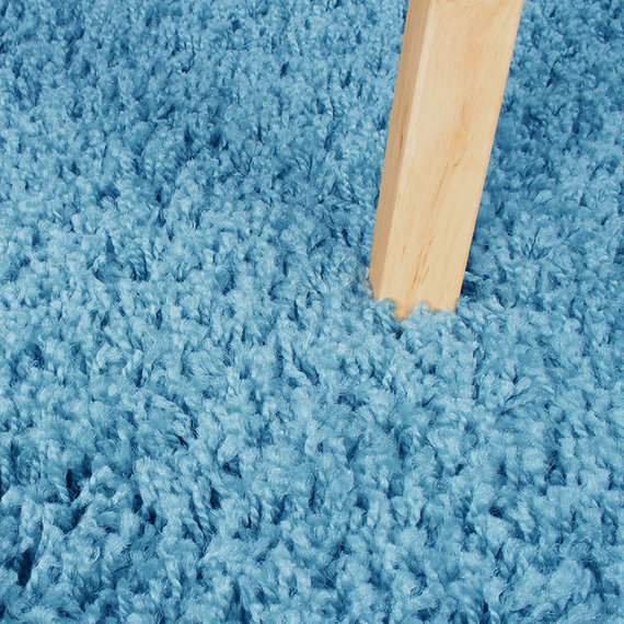FRAAI Rond Hoogpolig vloerkleed - Solid Turquoise