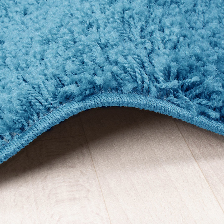 Rond Hoogpolig vloerkleed - Solid Turquoise