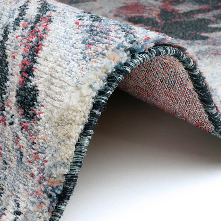 Bloemen vloerkleed - Flores Blauw/Rood