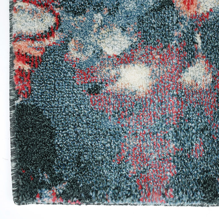 Bloemen vloerkleed - Flores Blauw/Rood