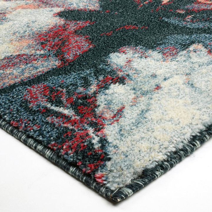 Bloemen vloerkleed - Flores Blauw/Rood