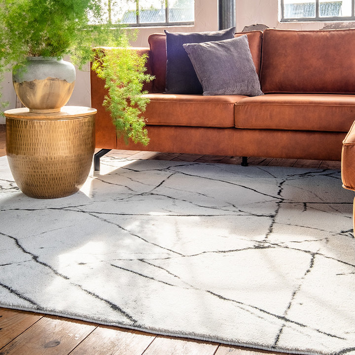 Modern vloerkleed - Flash Lines Creme/Zwart