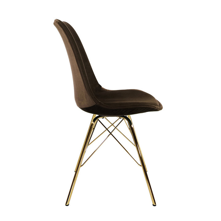 Stoel Velvet Koffiebruin  - Goud frame