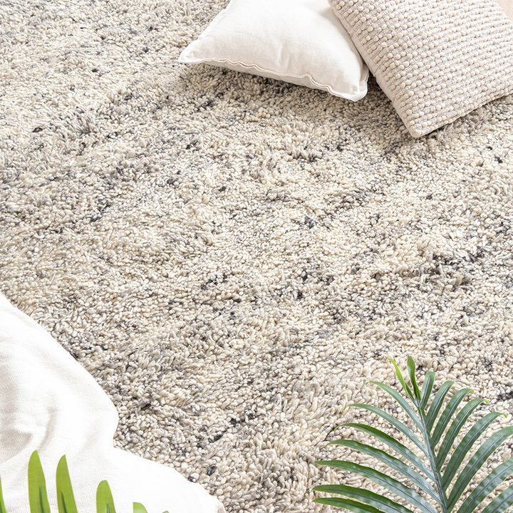 Dywan wełniany z długim włosiem - Royal Kremowy/Szary