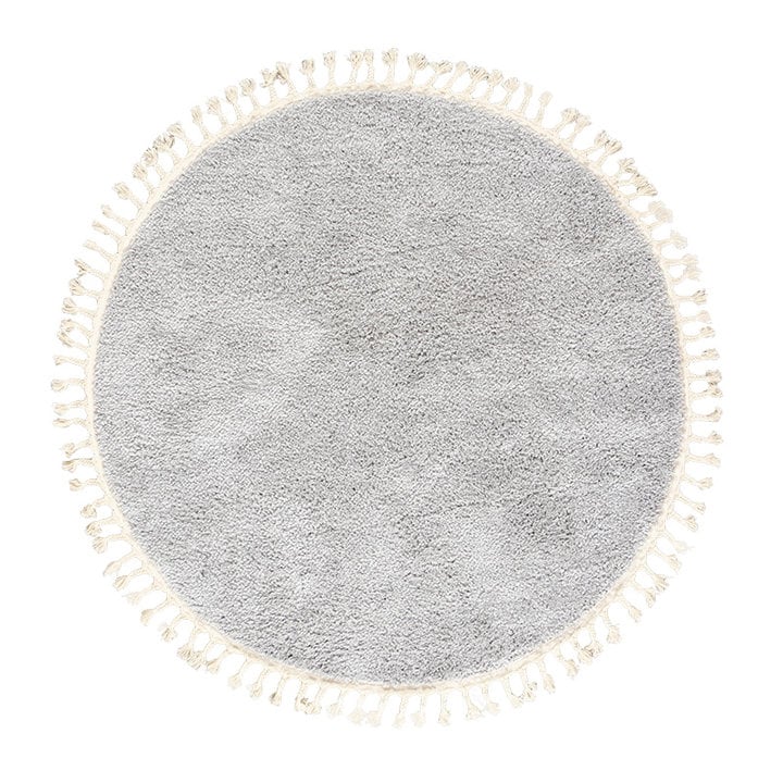 Rond hoogpolig vloerkleed - Lofty Fringe Licht Grijs