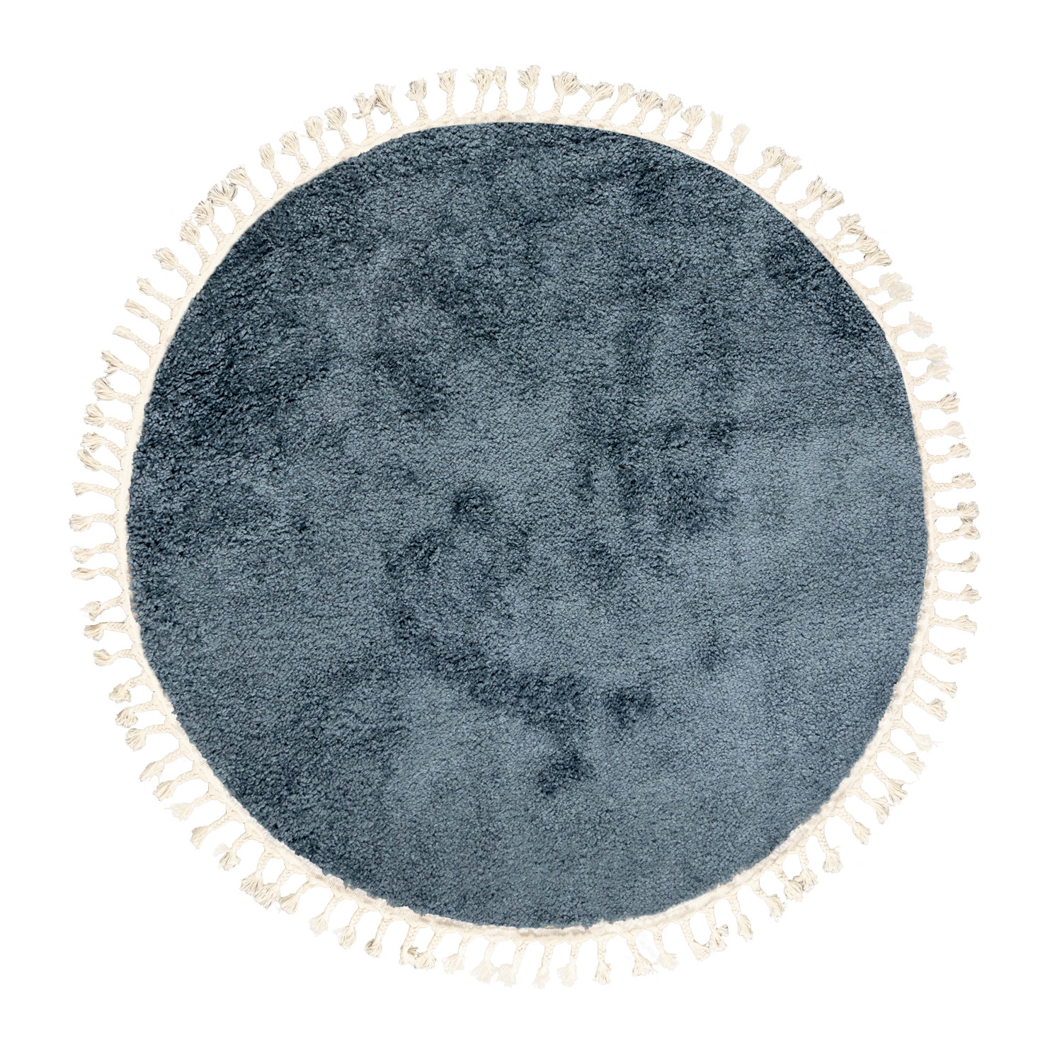 Rond hoogpolig vloerkleed - Lofty Fringe Blauw - sfeer