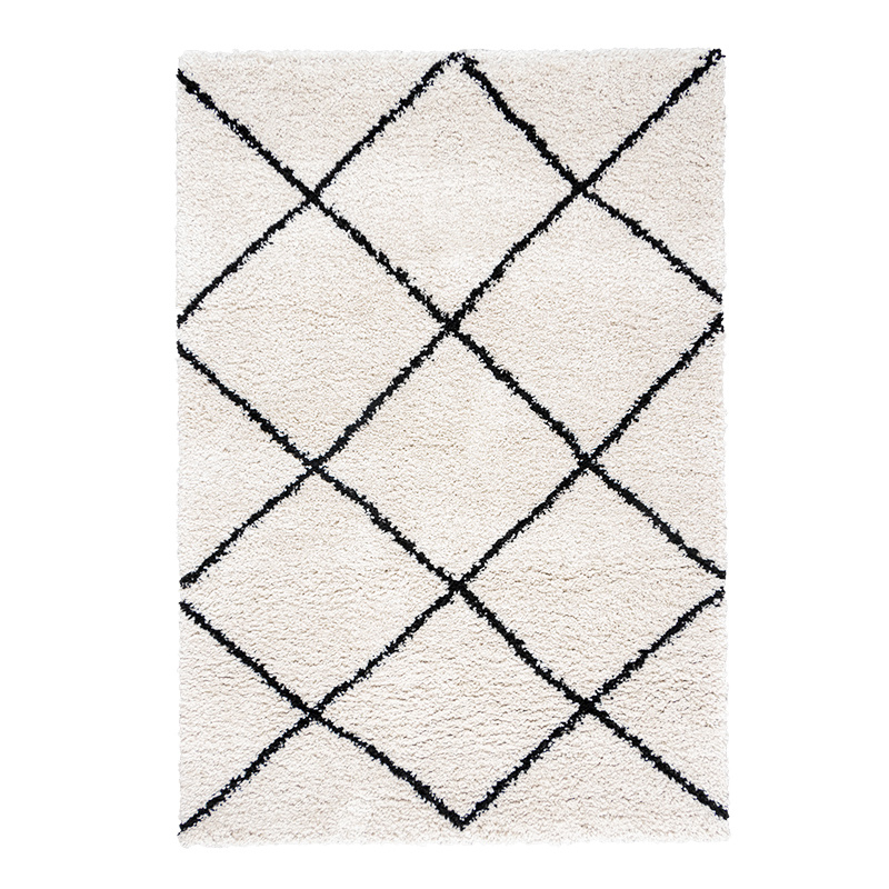 Hoogpolig vloerkleed - Sensa Lines Creme/Zwart - sfeer