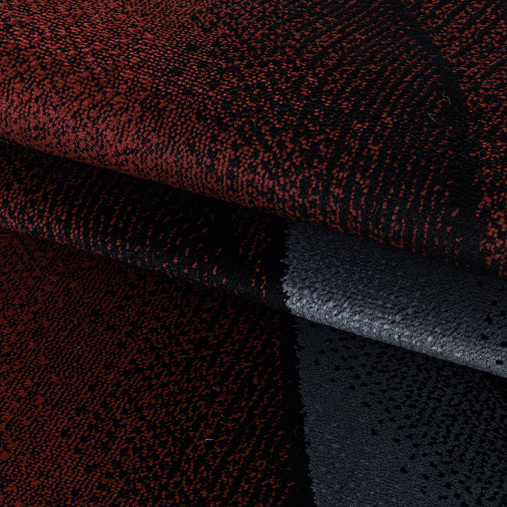 Modern vloerkleed - Streaky Waves Rood/Zwart