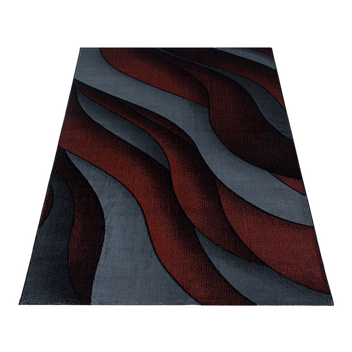 Modern vloerkleed - Streaky Waves Rood/Zwart