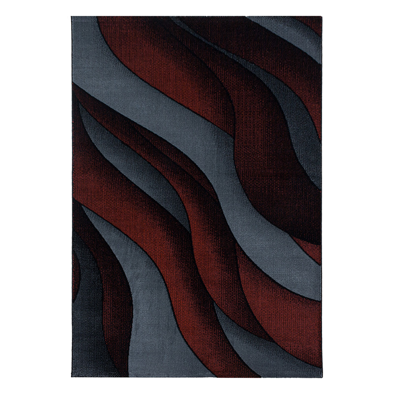 Modern vloerkleed - Streaky Waves Rood/Zwart - sfeer