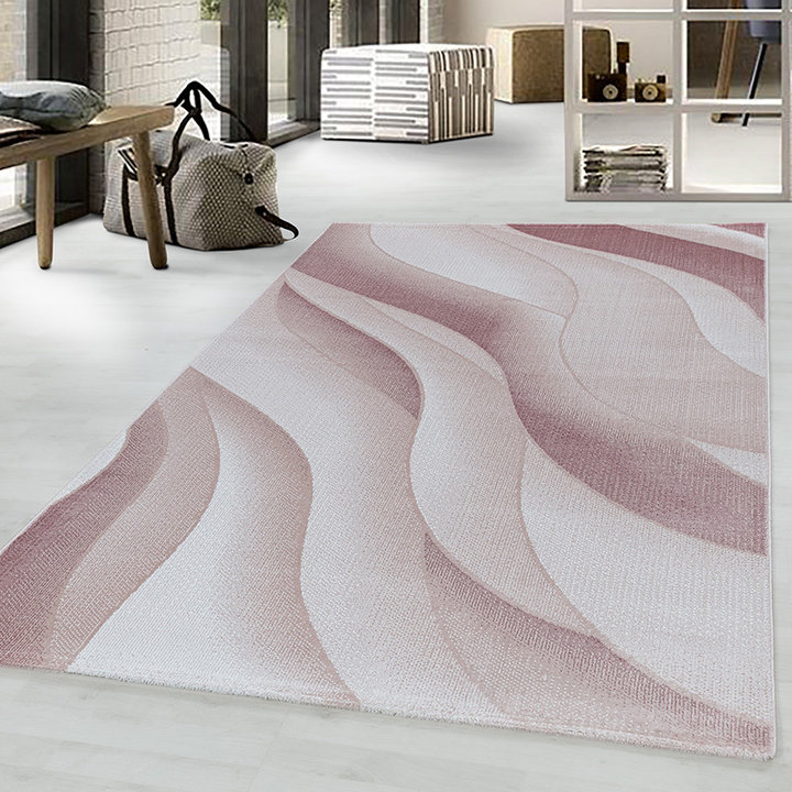 Modern vloerkleed - Streaky Waves Roze/Creme