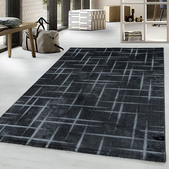Adana Carpets Modern vloerkleed - Streaky Skretch Zwart Grijs
