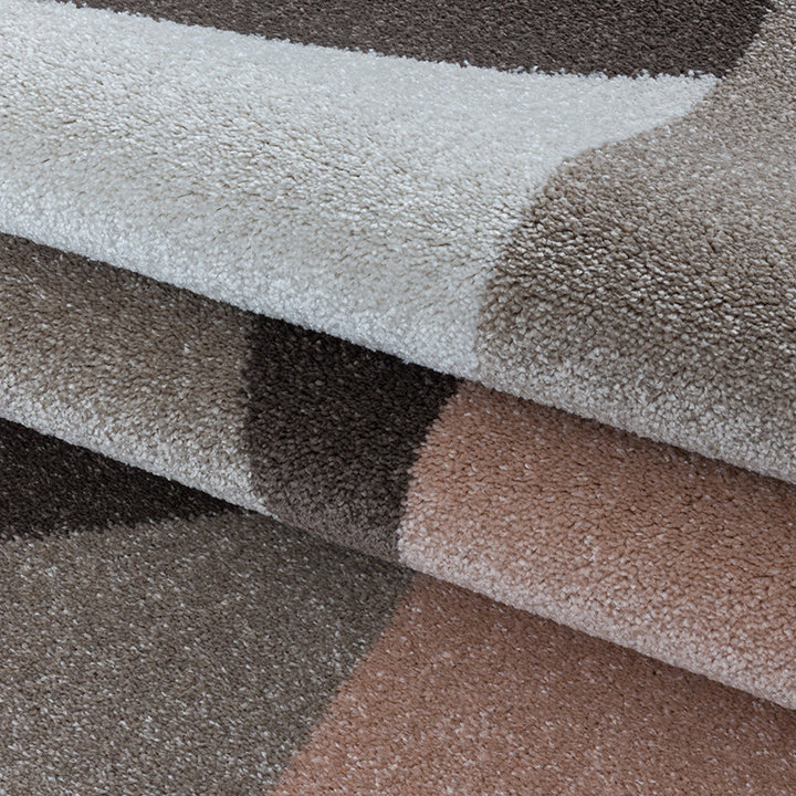 Retro vloerkleed - Stencil Box Roze/Bruin