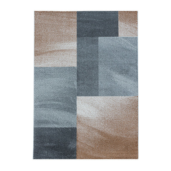 Adana Carpets Retro vloerkleed - Stencil Rectangles Bruin Grijs
