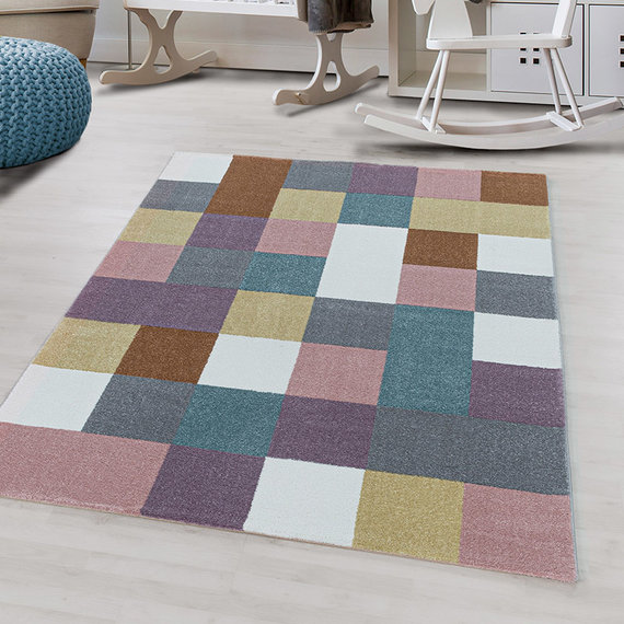 Adana Carpets Kindervloerkleed - Fleurtje Blokjes Multicolor